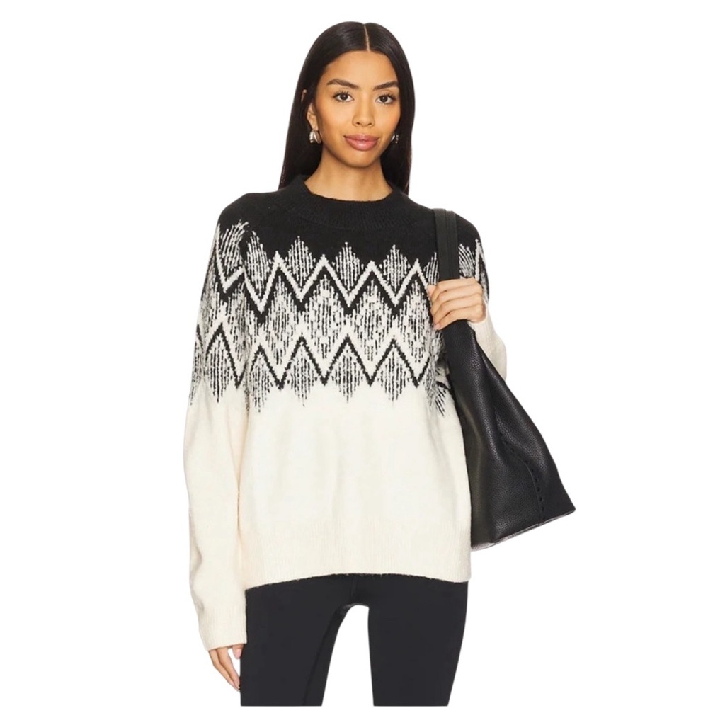 VARLEY Siren Relaxed Black and Cream Jacquard Women's Sweater- S - Picture 5 of 16